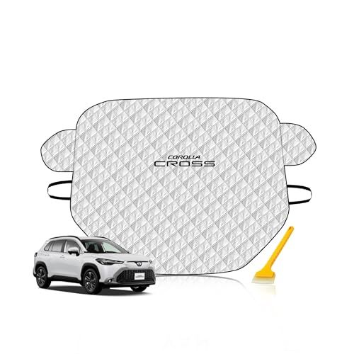 新型 カローラクロスZSG10/ZVG11/ZVG15 10系専用 フロントガラスカバー ブランドロゴ付き 凍結防止シート 五層厚手 無磁石タイプ 霜よけ 雪対策 日よけ 遮光断熱 防水 防風 落葉/花粉対策 サンシェード 挟み耳ドア固定式 8359e81d 6,503円