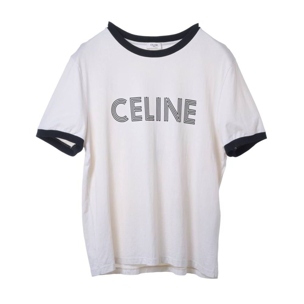 CELINE 2X49I671Q ロゴ プリント トリム クルーネック Tシャツ