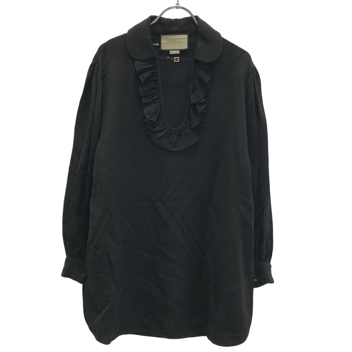 GUCCI グッチ オープンフリルネックチュニックトップス 611468 ZADVW ブラック 38