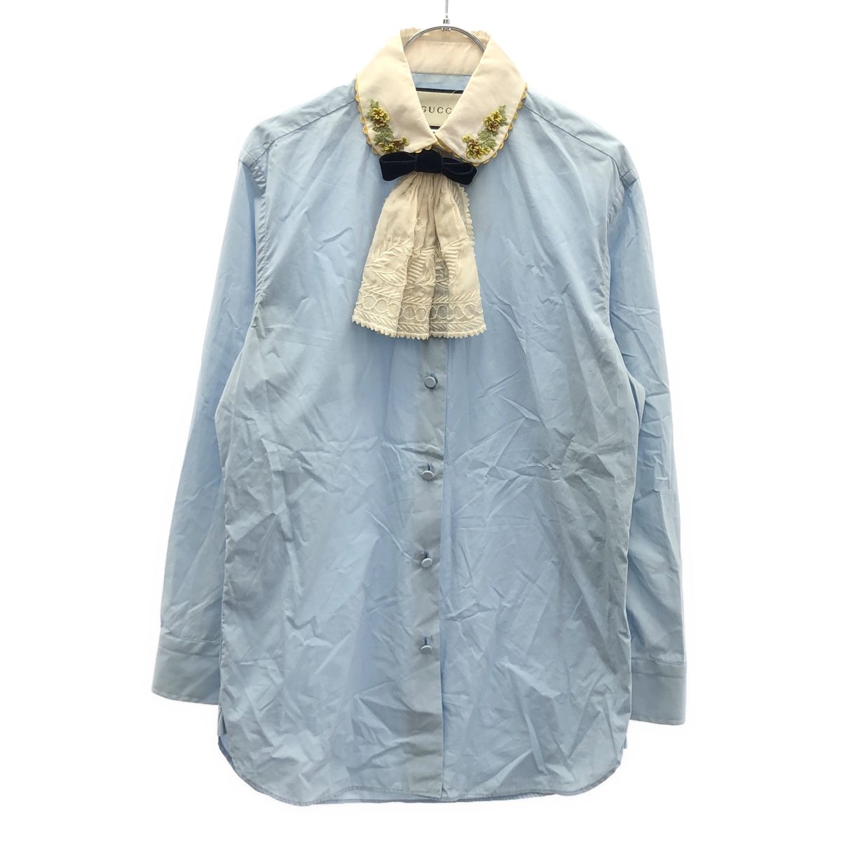 GUCCI グッチ SAMPLE/20AW エンブロイダリーカラー ポプリンシャツ 641233 ZAFWO ブルー 40 11,680円