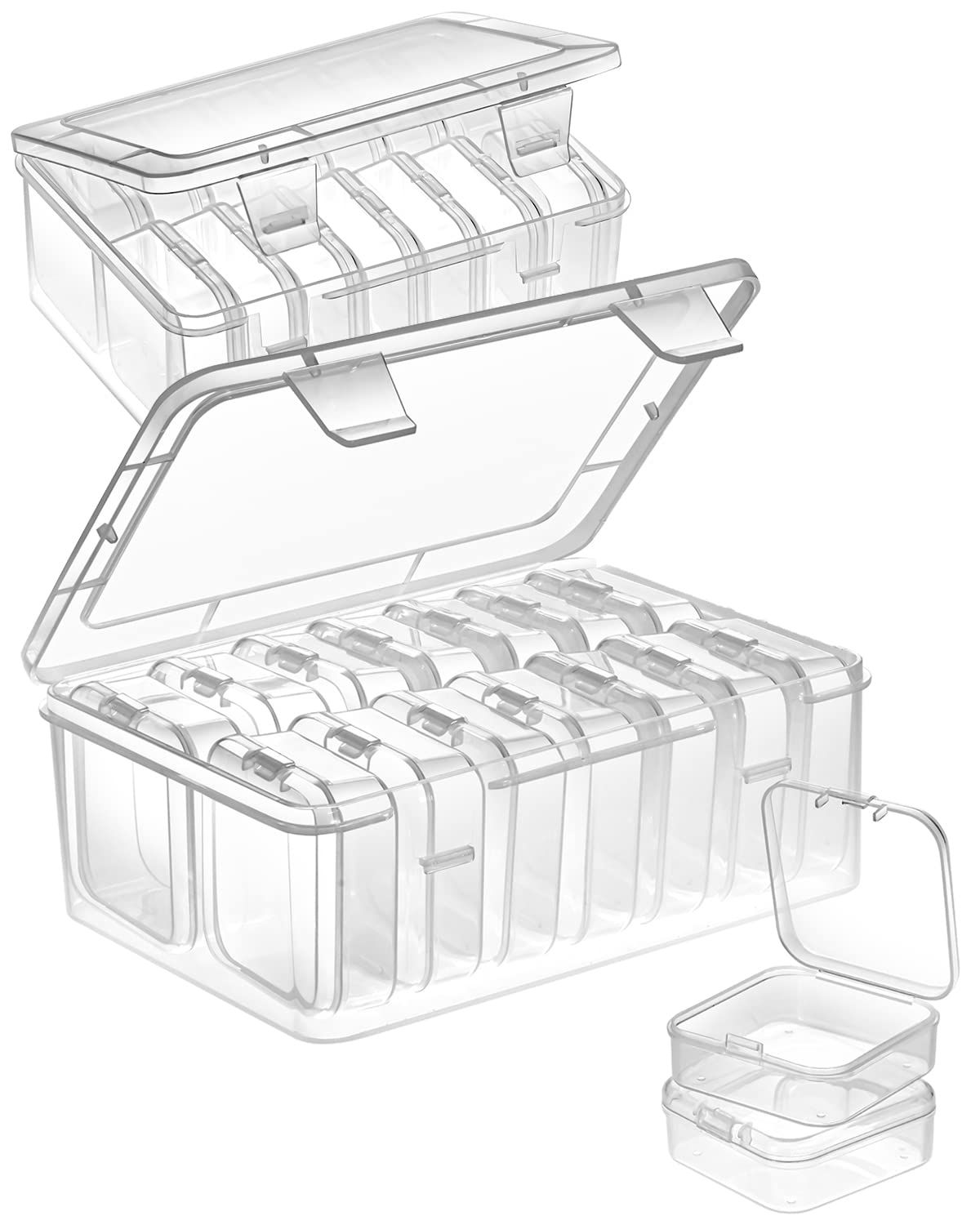 N◆Mathtoxyz 小型ビーズオーガナイザー 30ピース プラスチック収納ケース ミニクリアビーズストレージコンテナ 透明ボックス ヒンジ付き蓋 長方形クリアクラフトサプライケース … 9e7befc7 6,127円