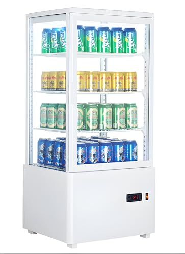 冷蔵ショーケース 78L コンパクト 業務・家庭両用 省エネモデル ノンフロスト 二重強化ガラス 透明ディスプレイ 店舗用 冷蔵庫 (ホワイト, 78L)★m 45,396円