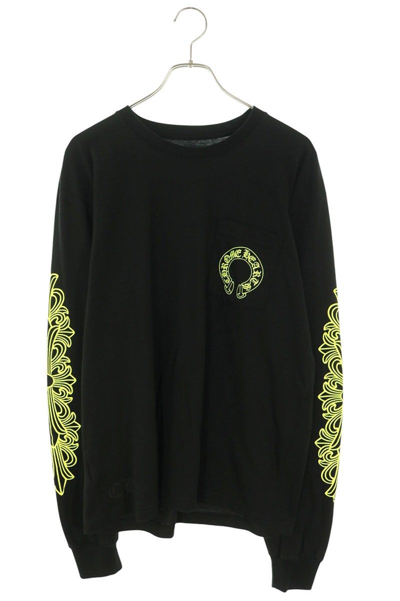 クロムハーツ CH L/S 1 袖フローラルバックホースシュープリント長袖カットソー メンズ L