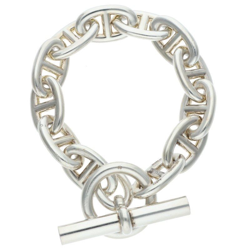 エルメス Chaine d'Ancre TGM シェーヌダンクルTGMシルバーブレスレット メンズ 12LINK