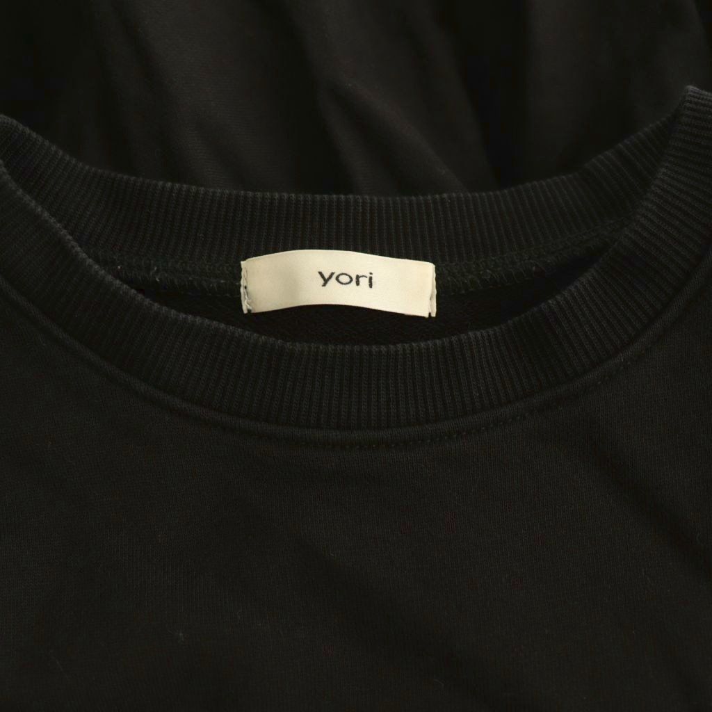 ヨリ yori 裏毛ティアードフリルカットソー 長袖 コットン F 黒
