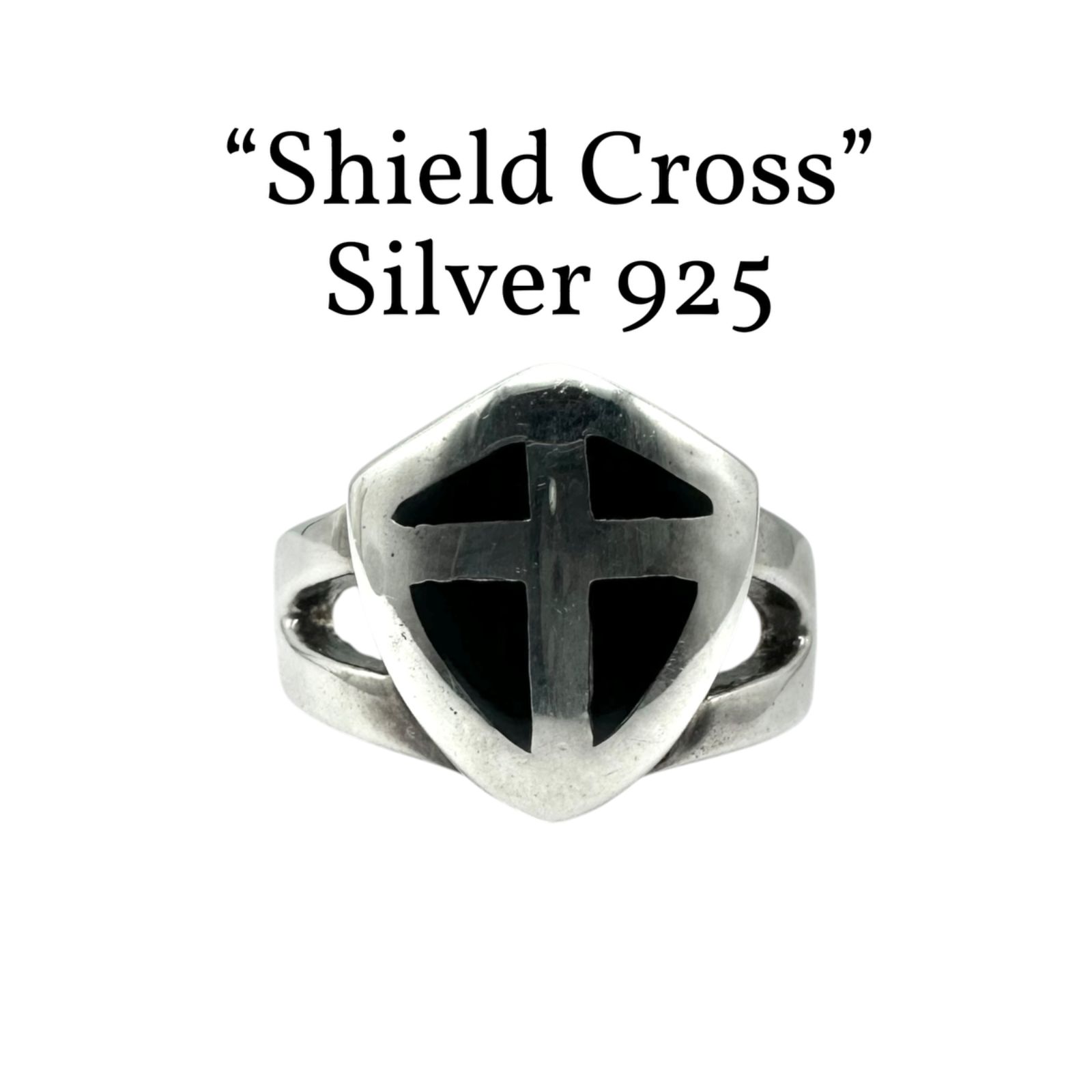 【盾と十字架】 シールド クロス Silver 925 刻印 Design Ring シルバー デザイン リング 17号 クラシック 重厚