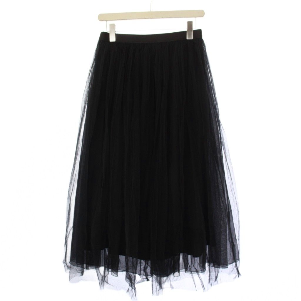 アナイ ANAYI 25AW ドットチュールプリーツ スカート ロング 38 黒 10252711350 /BM