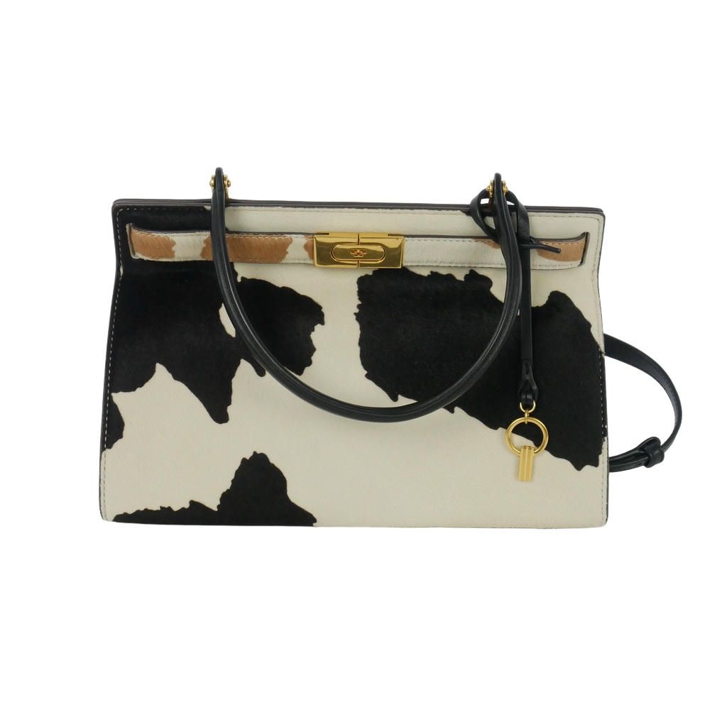 トリーバーチ TORY BURCH リーラジウィル ポニー ヘアカーフ 2WAY ショルダーバッグ ハンドバッグ ハラコ 白 黒 ホワイト ブラック