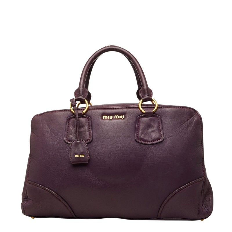 ミュウミュウ ボストンバッグ ハンドバッグ パープル ゴールド レザー レディース MIUMIU【1-0276923】 45,370円