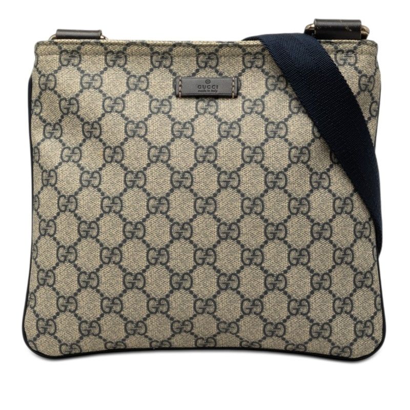 グッチ グッチシマ 斜め掛け ショルダーバッグ 201538 ベージュ ネイビー PVC レザー レディース GUCCI【252-79795】