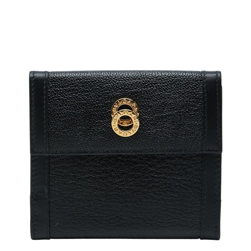 ブルガリ ドッピオトンド 三つ折り財布 Wホック ブラック レザー メンズ BVLGARI【252-79797】