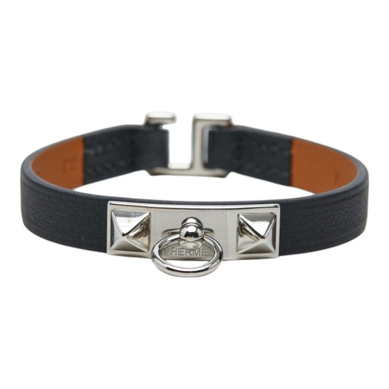 エルメス リヴァル ミニ ブレスレット サイズT2 ブラック シルバー金具 スイフト レディース HERMES【252-81220】 26,128円