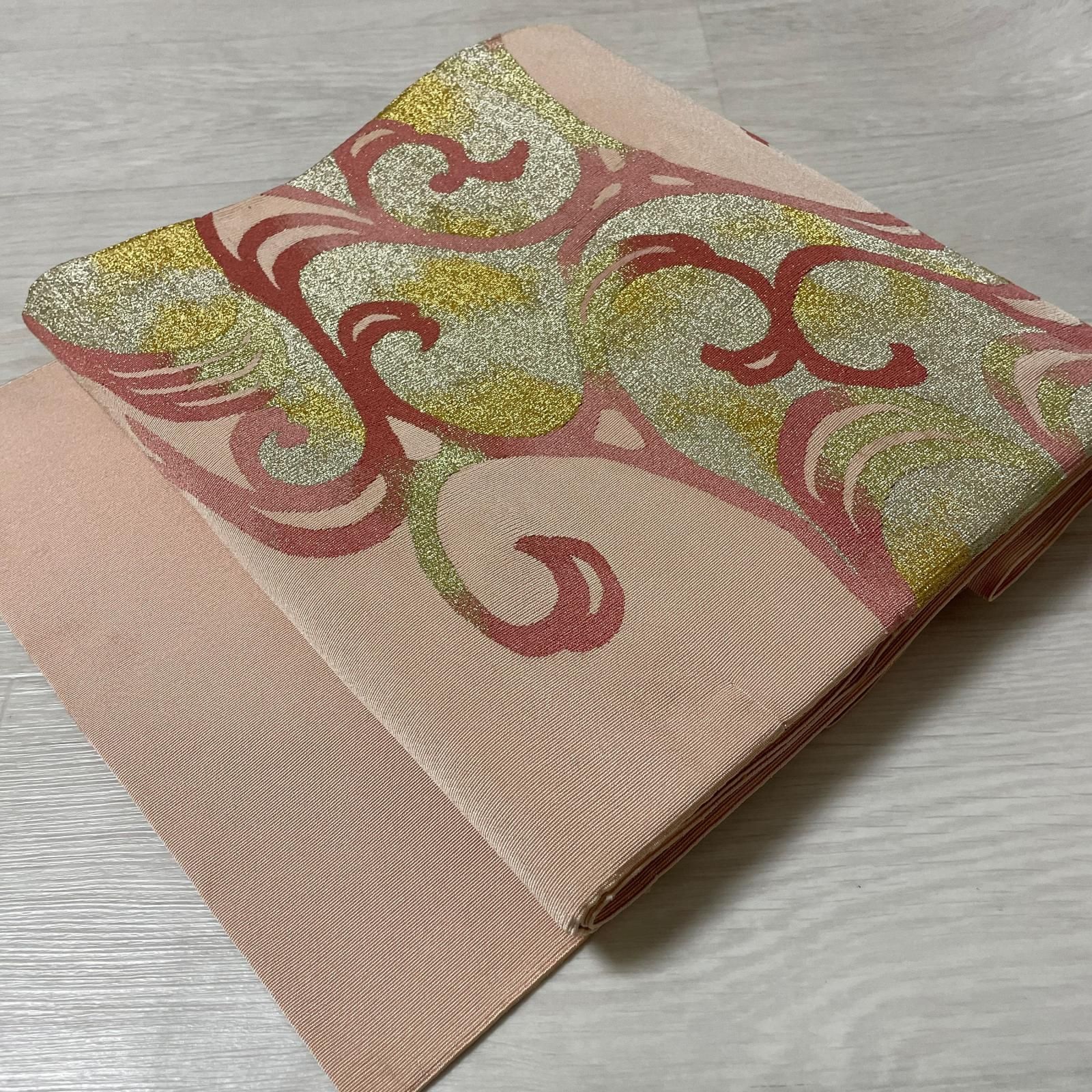 名古屋帯 綴れ 波模様 八寸 正絹 着物 X-6076
