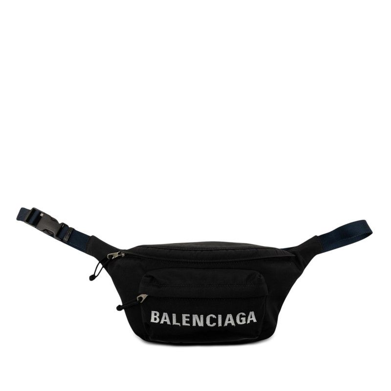 バレンシアガ ウィール ロゴ ボディバッグ ウエストバッグ 528862 ブラック ネイビー ナイロン レディース BALENCIAGA【228-81446】