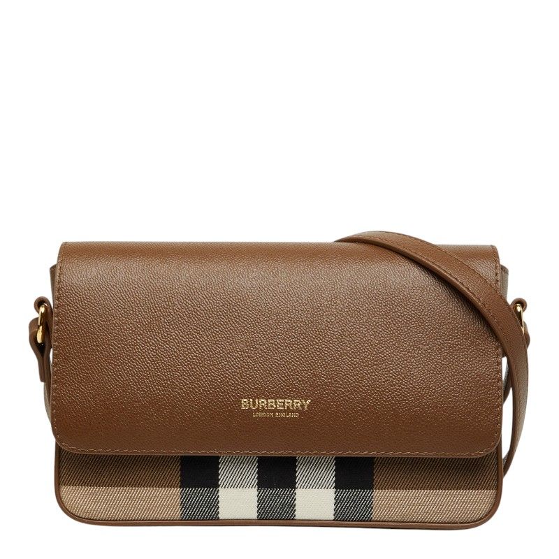 バーバリー ノバチェック 斜め掛け ショルダーバッグ ブラウン マルチカラー レザー キャンバス レディース BURBERRY【228-82452】