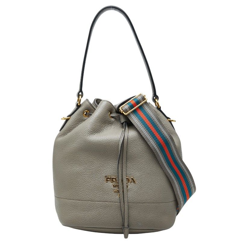 プラダ ロゴ ハンドバッグ ショルダーバッグ 2WAY 1BE018 グレージュ レザー レディース PRADA【228-82456】