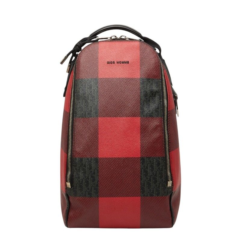 ディオール オム チェック ボディバッグ ショルダーバッグ レッド ブラック PVC レザー レディース DIOR HOMME【230-83154】 60,390円