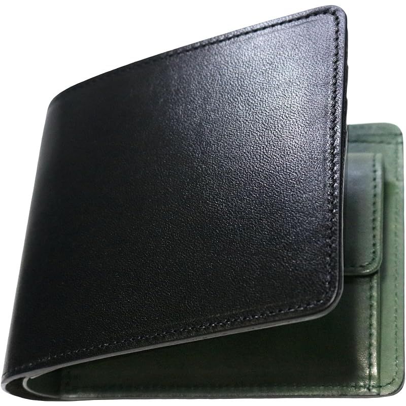 【新品】 [ベルクート] ブラック 二つ折り財布 メンズ レディース 小さい 財布 栃木レザー 本革 レザー ミニ 薄型 大容量 バイカラー ファスナー ヌメ サイフ 人気 ブランド ふたつおり ふたつ折り 2つ折り ビジネス 革 男性 小銭入れあり カード