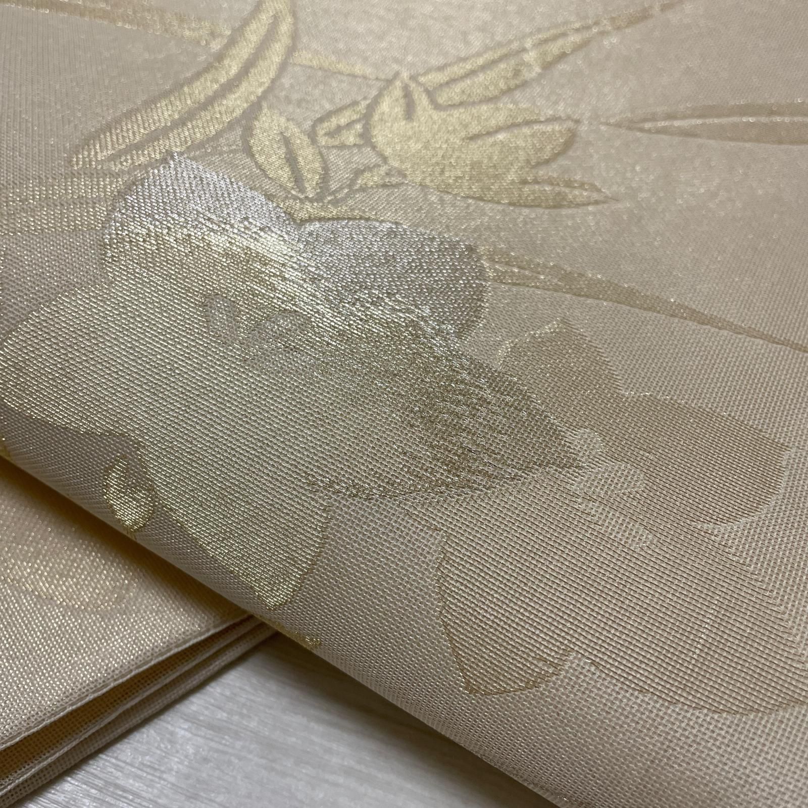 京袋帯 紗織 上品な花模様 正絹 着物 X-6148