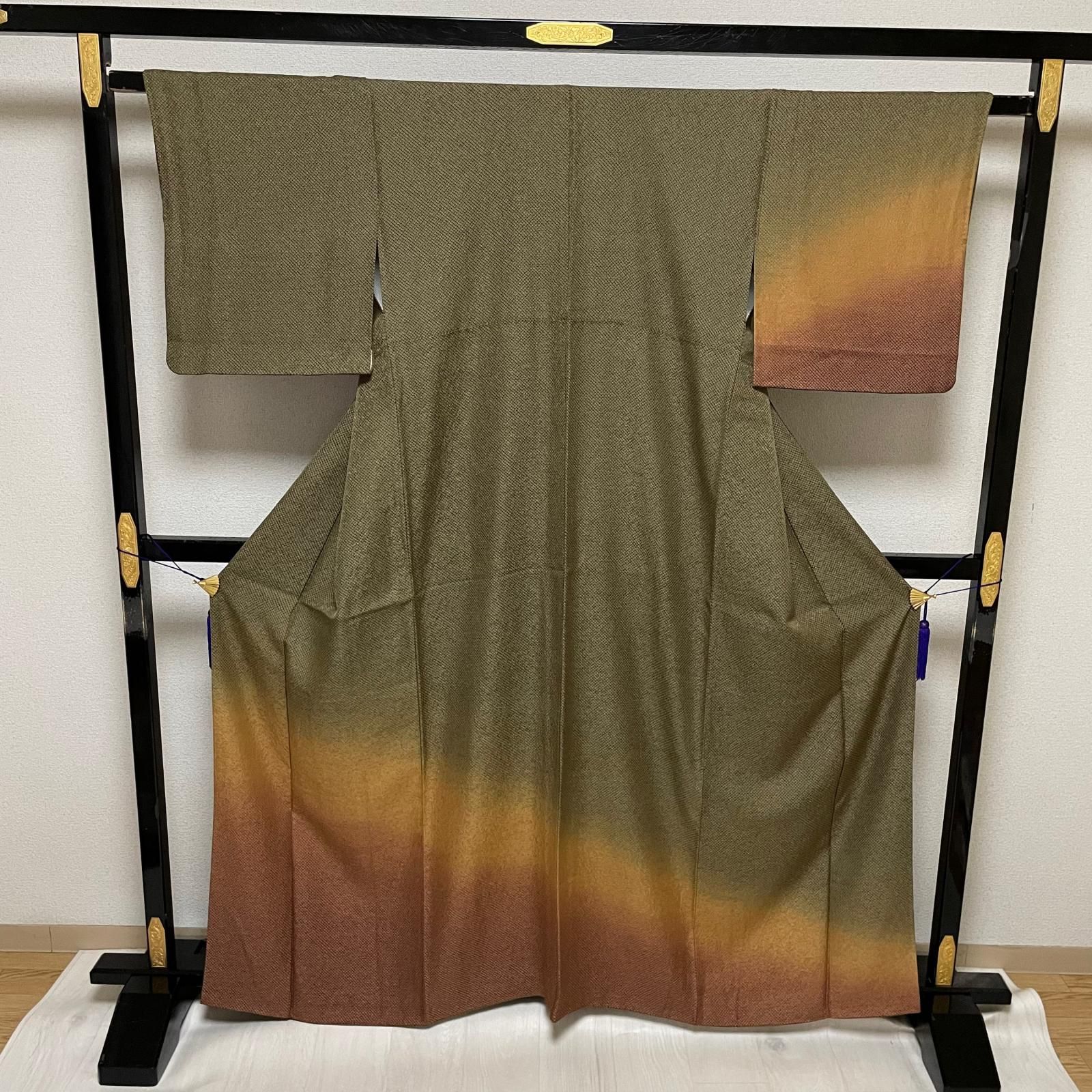 付下げ 暈し染 絞り柄 着物 正絹 X-6212