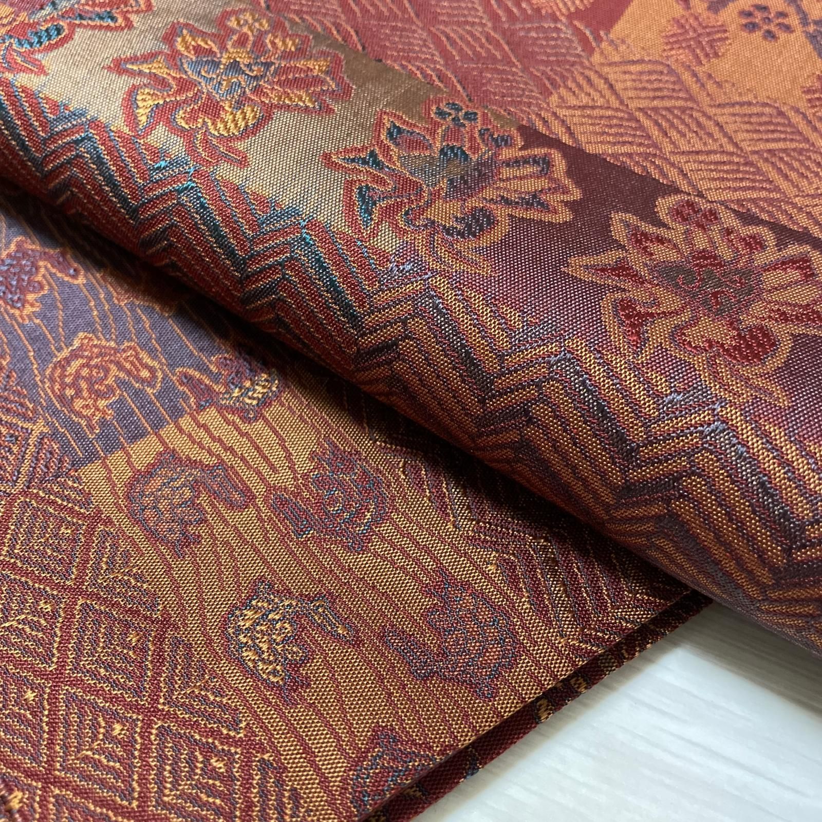 袋帯 全通 荒磯 花唐草 荒波模様 正絹 着物 X-6219 6,958円