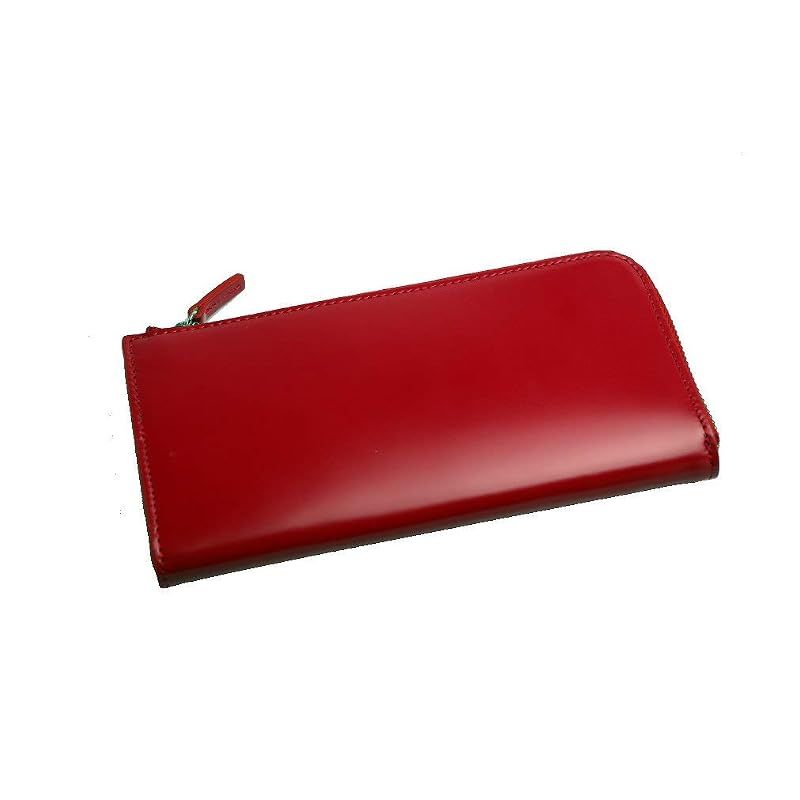 【新品】 【Saint Mode（セイントモード）】贅沢に一枚革を使用！国産コードバン(馬尻革)×本ヌメ革 L型ファスナー長財布 (レッド) 15,597円