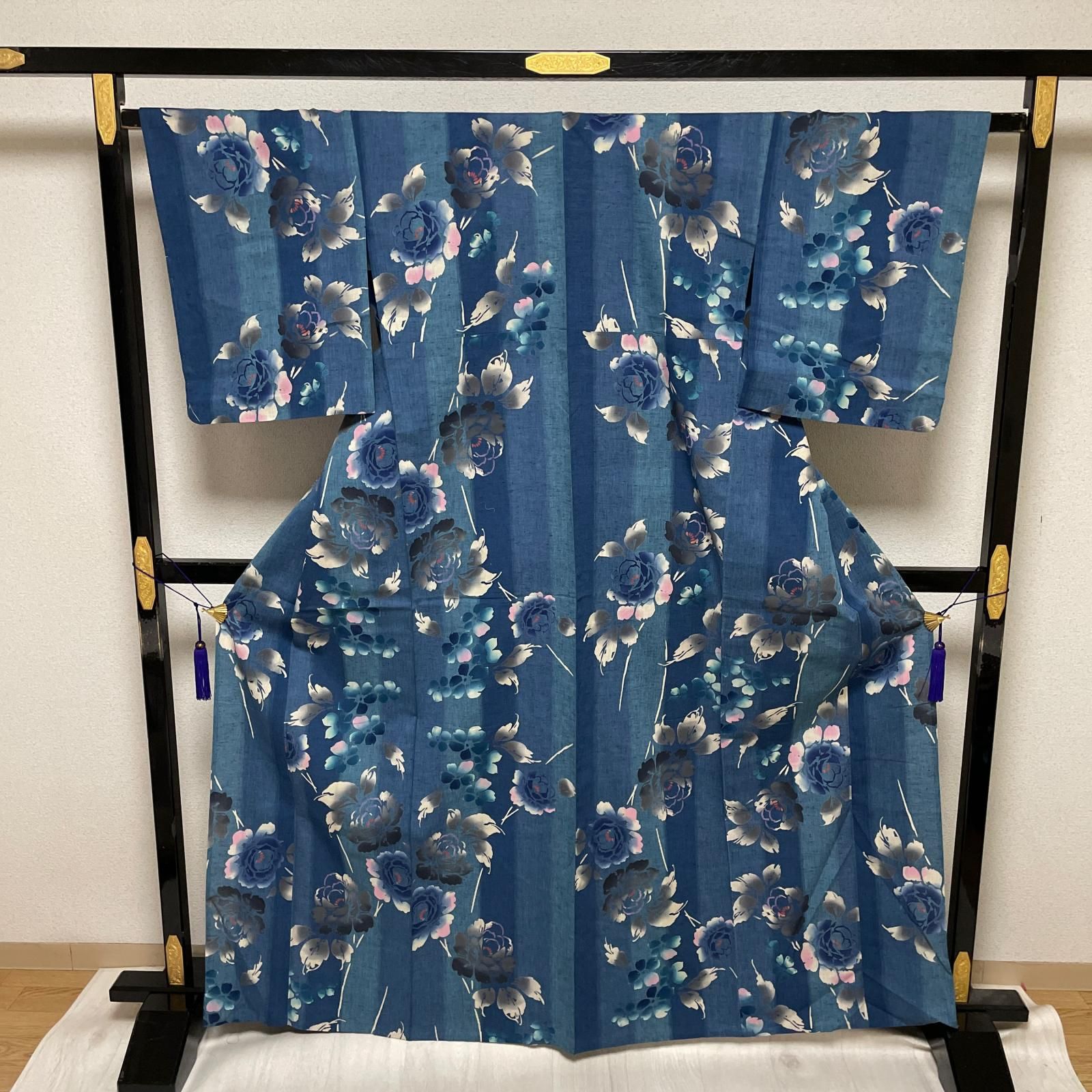 浴衣 注染染め 美しい牡丹 着物 綿 X-6263