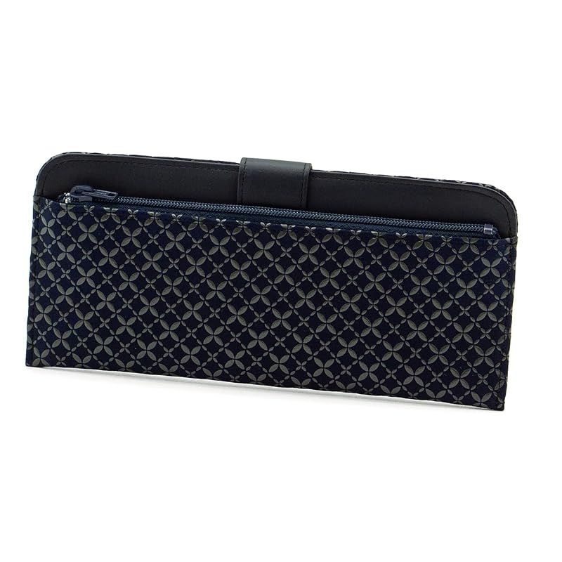【新品】 [印傳屋] 印伝 財布 札入れ 長財布 小銭 鹿革 漆 工芸品 No.2107 ([74-179] 紺地-グレー漆 七宝繋ぎ) 10,619円