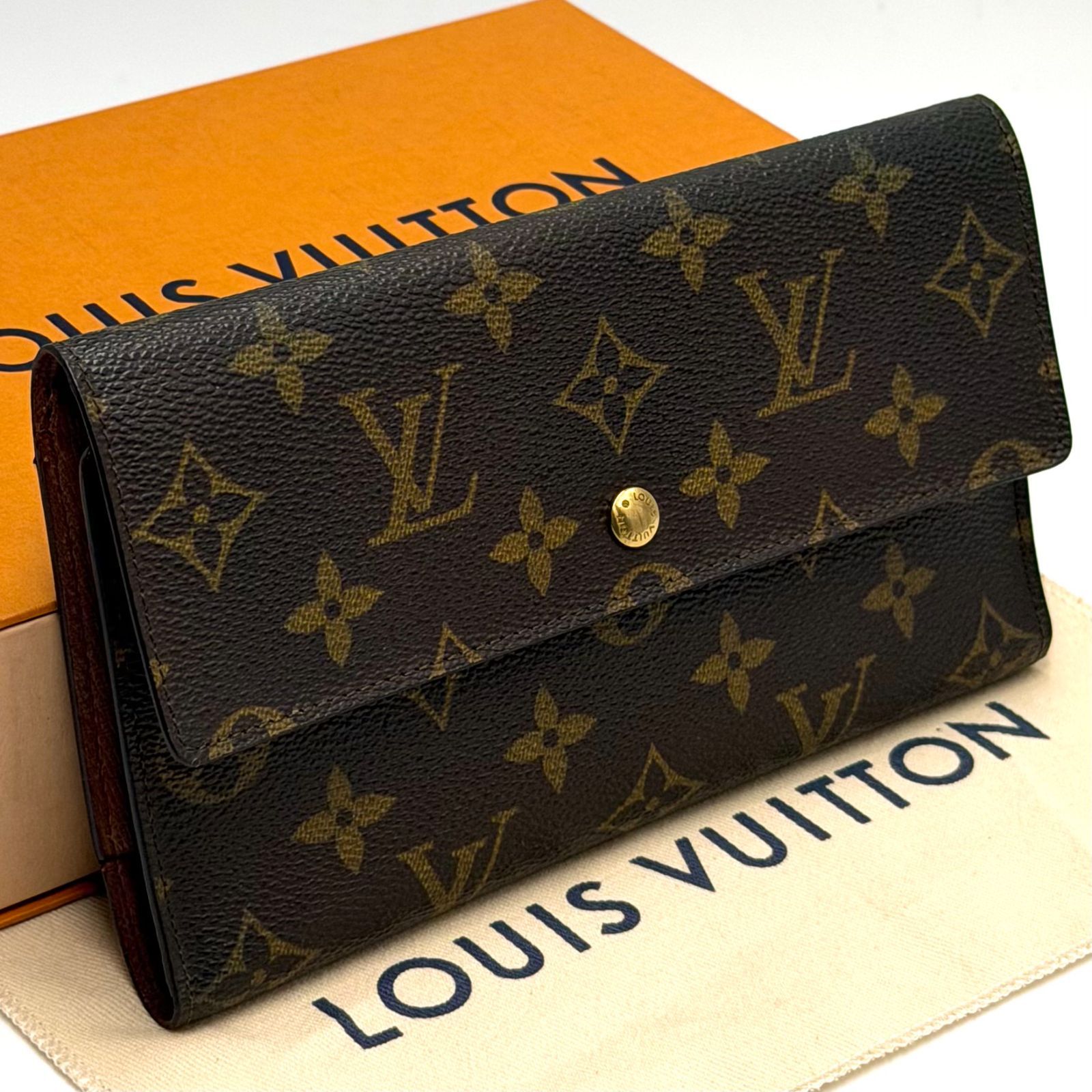 ルイヴィトン LOUIS VUITTON モノグラム ポルトトレゾール インターナショナル 三つ折り財布 長財布 お札入れ 男女兼用 ブラウン レザー