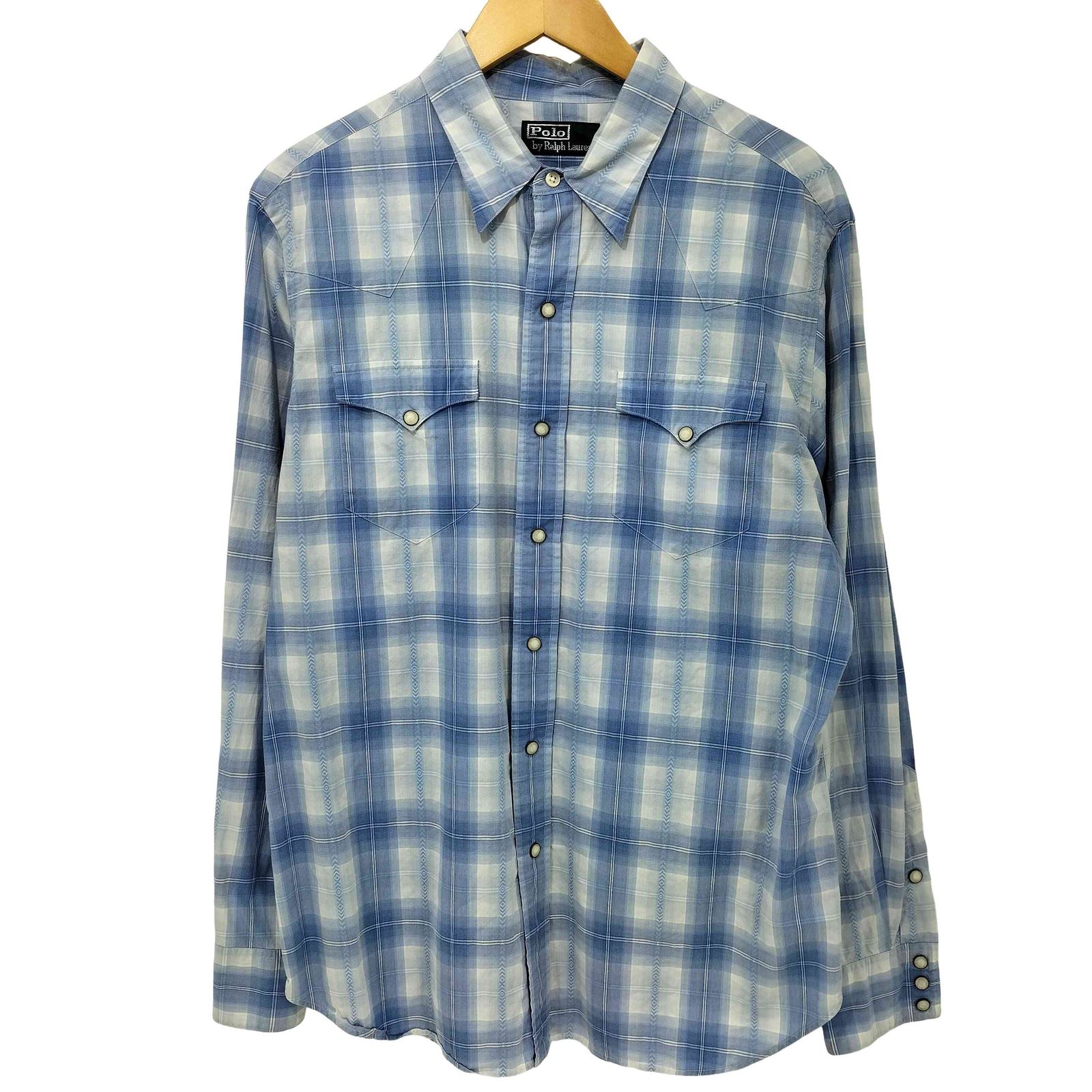 ポロバイラルフローレン Polo by RALPH LAUREN 90s オンブレチェック L/S ウエスタン シャツ メンズ import：L