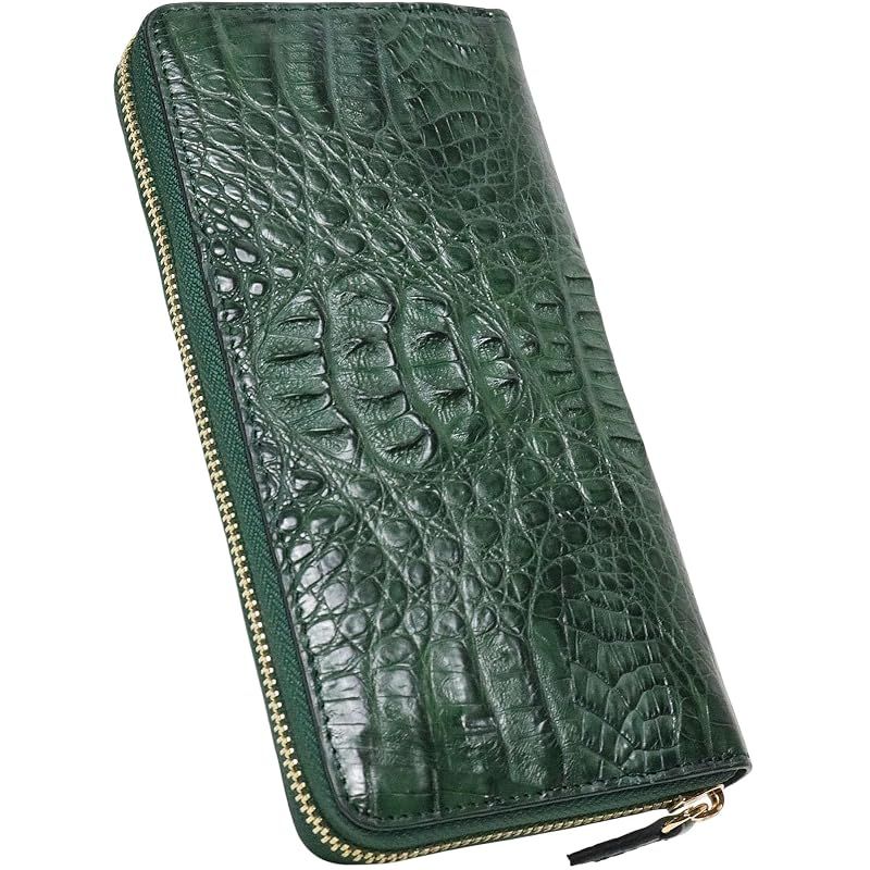 【新品】 [ベルクート] グリーン クラウン 長財布 メンズ レディース 本物 財布 本革 本皮 本物 レザー ワニ皮 鰐皮 鰐革 ラウンドファスナー ラウンドジップ 長サイフ 薄い 薄型 大容量 ブランド 人気 高級 ゴールドジップ 1291590-F-