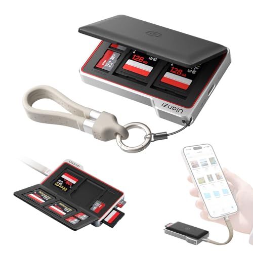Ulanzi DC01 メモリーカードリーダー&ケース 一体型 USB3.2 Gen2 10Gbps SD/TF同時読み取り UHS-II ブラック | 8枚収納 OTG対応 Type-C 高速転送 SD/TF同時読み取り UHS-II ドライバ不要 高互換t
