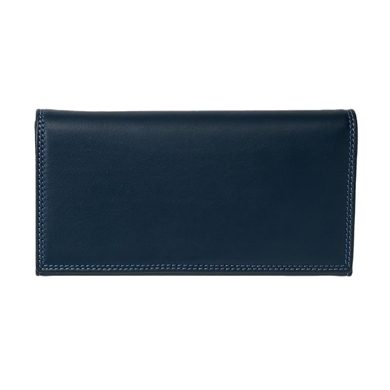 【新品】 [ミラグロ] キップレザー ダブルステッチ 長財布 (財布 長財布 メンズ 薄型 コンパクト ロングウォレット 小銭入れ カード カーフ レザー 本革) SL-CD-2925 (ネイビー)