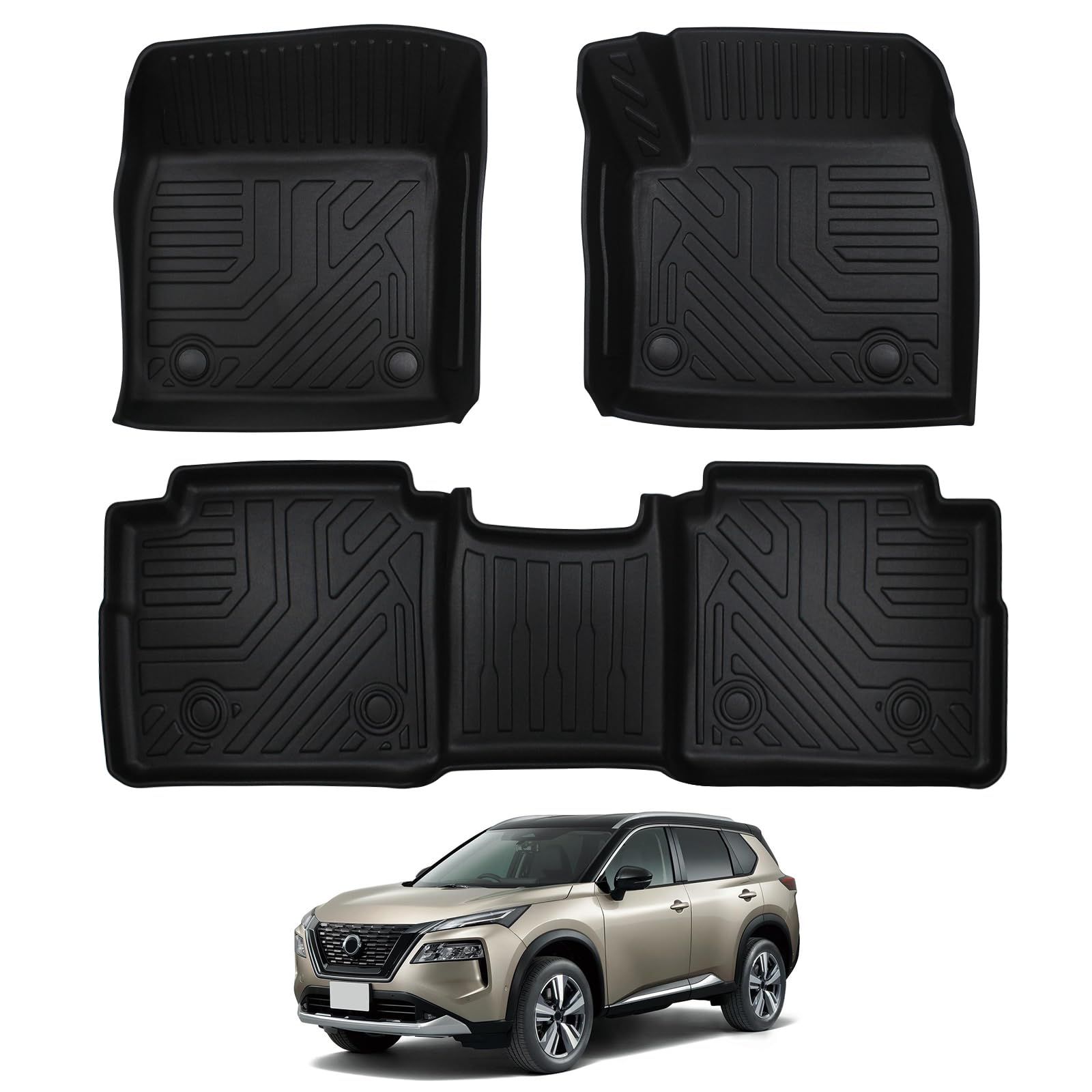 N◆ニッサン 新型エクストレイル T33系 5人乗用 e-power フロアマット車種専用 nissan X-Trail T33 SNT33 3D立体カーマット 防水マット TPE材質 保護マット 耐汚れ 耐摩擦 内装 カスタムパーツ インテ 18ba406c