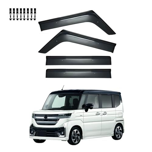 N◆TADOKAPATU スペーシア カスタム MK54S MK94S 対応 ドアバイザー サイドバイザー ウインドウ バイザー 車用 雨避け 雨よけ 日避け 日よけ 換気 ディフェンダー 外装 カスタムパーツ ブラックスモーク アクセサリー 1373e584