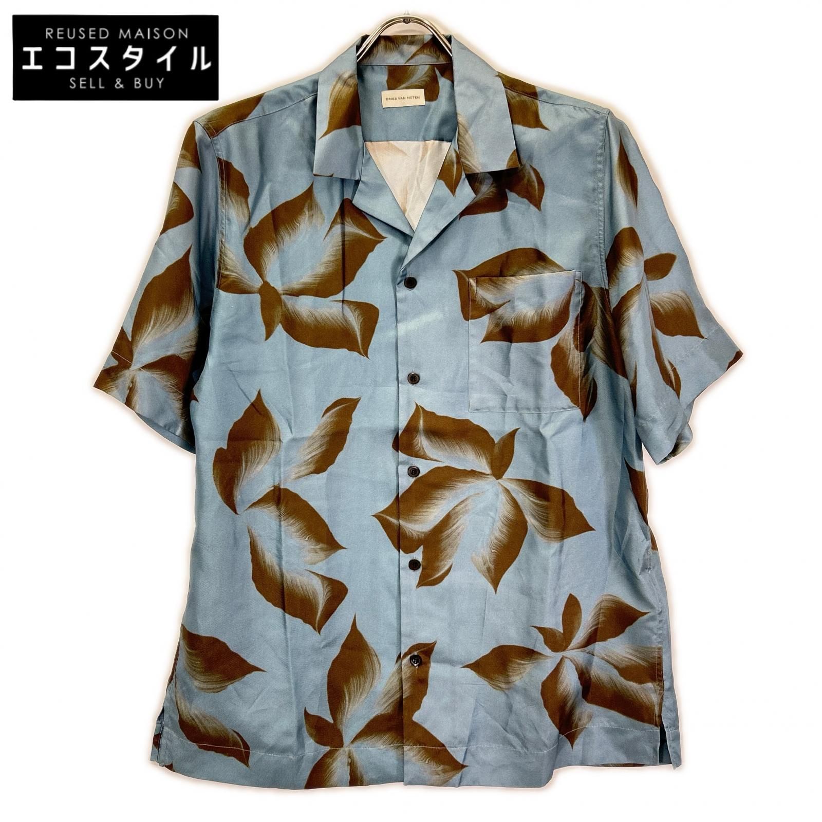 DRIES VAN NOTEN　ドリスヴァンノッテン　【美品/25SS】スチールプリント シルク100％ オーバーサイズ 半袖シャツ　46