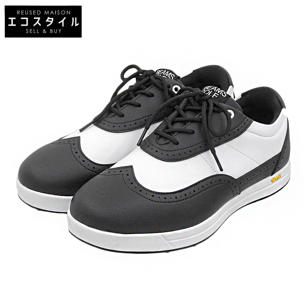 BEAMS GOLF　ビームスゴルフ　未使用 ウイングチップ スパイクレスシューズ メンズ ブラック×ホワイト 26cm　26