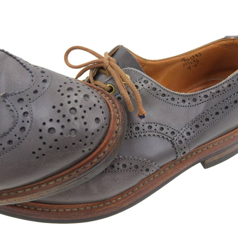 Tricker's　トリッカーズ　BOUTON レザー ウイングチップ シューズ メンズ グレー 9.5　9.5