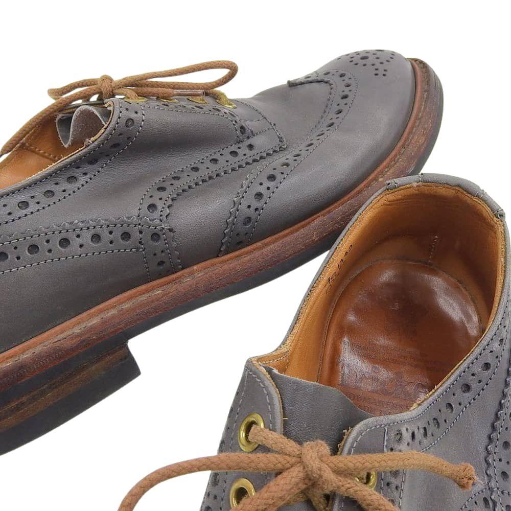 Tricker's　トリッカーズ　BOUTON レザー ウイングチップ シューズ メンズ グレー 9.5　9.5
