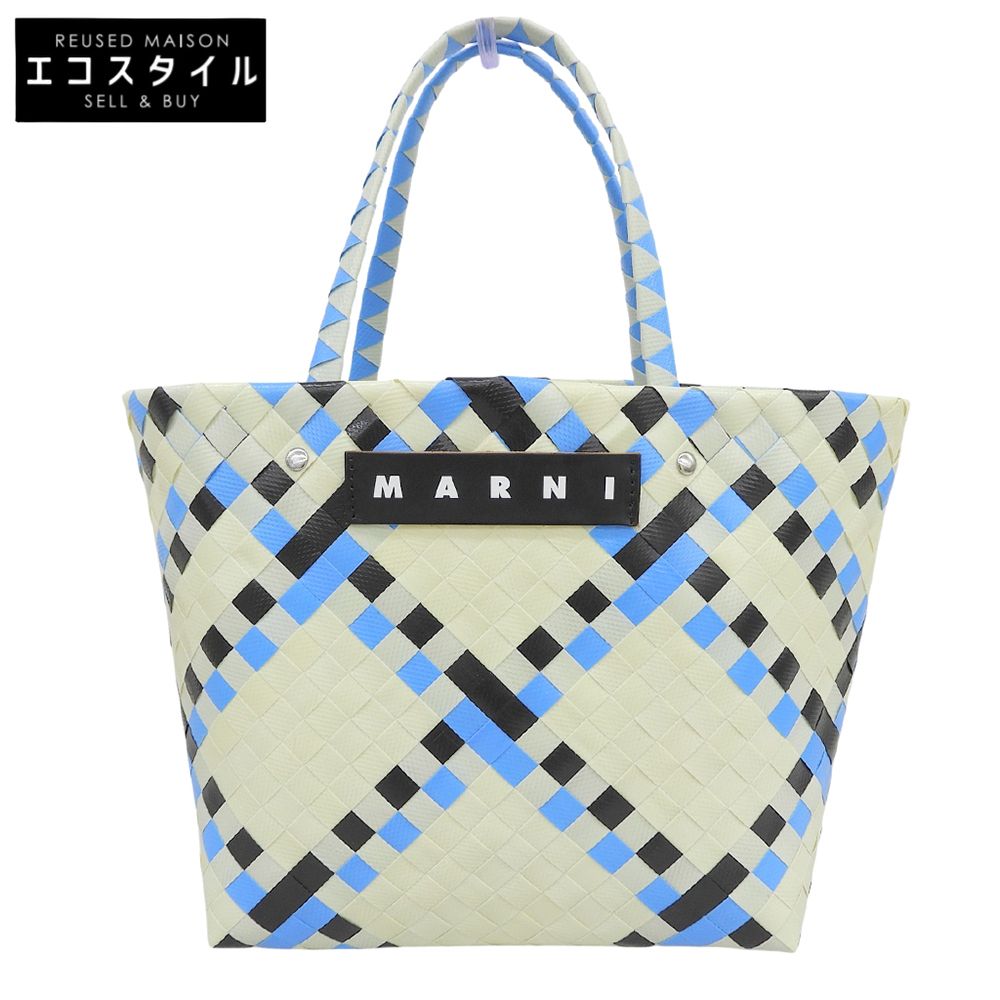 MARNI　マルニ　美品 アイボリー×ブルー系 ピクニックバッグ ハンドバッグ レディース 10,076円