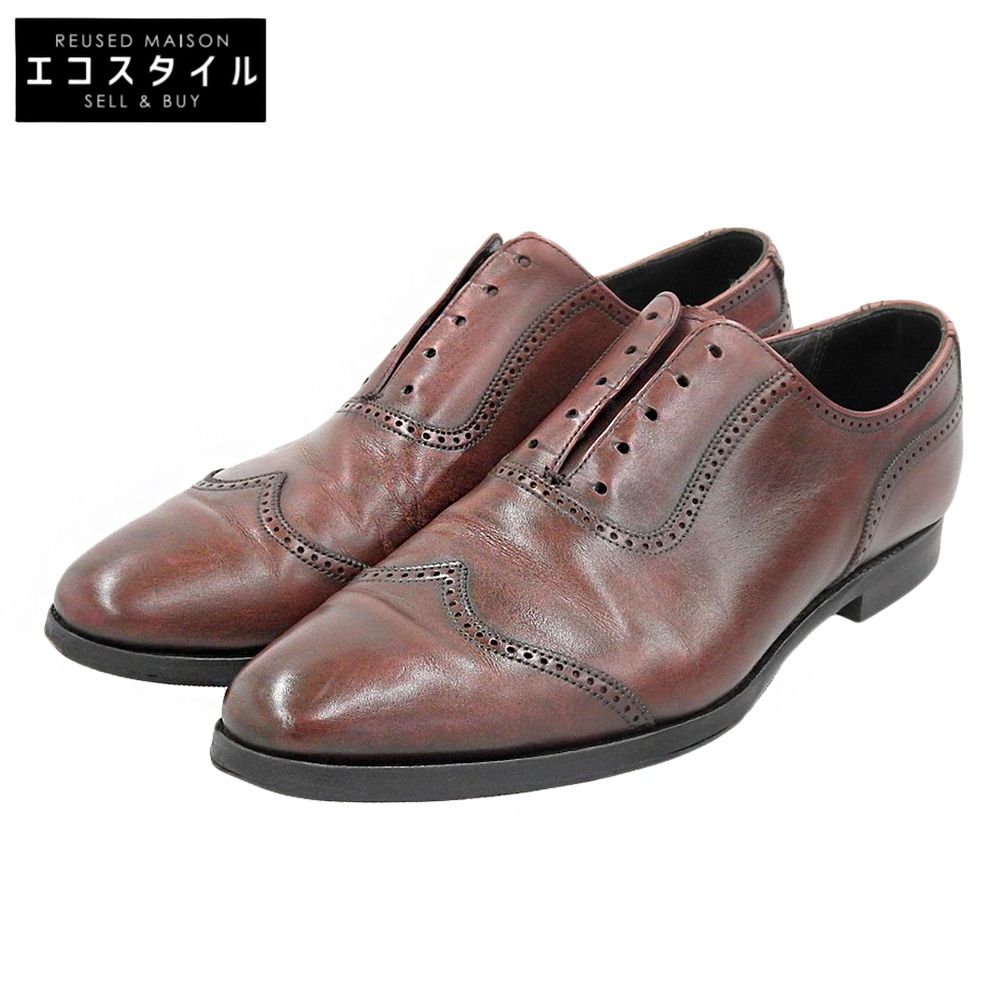 Crockett&Jones　クロケット＆ジョーンズ　別注 8956 LINDSEY セミブローグ ウィングチップシューズ バーガンディ 8 1/2E　8 1/2E