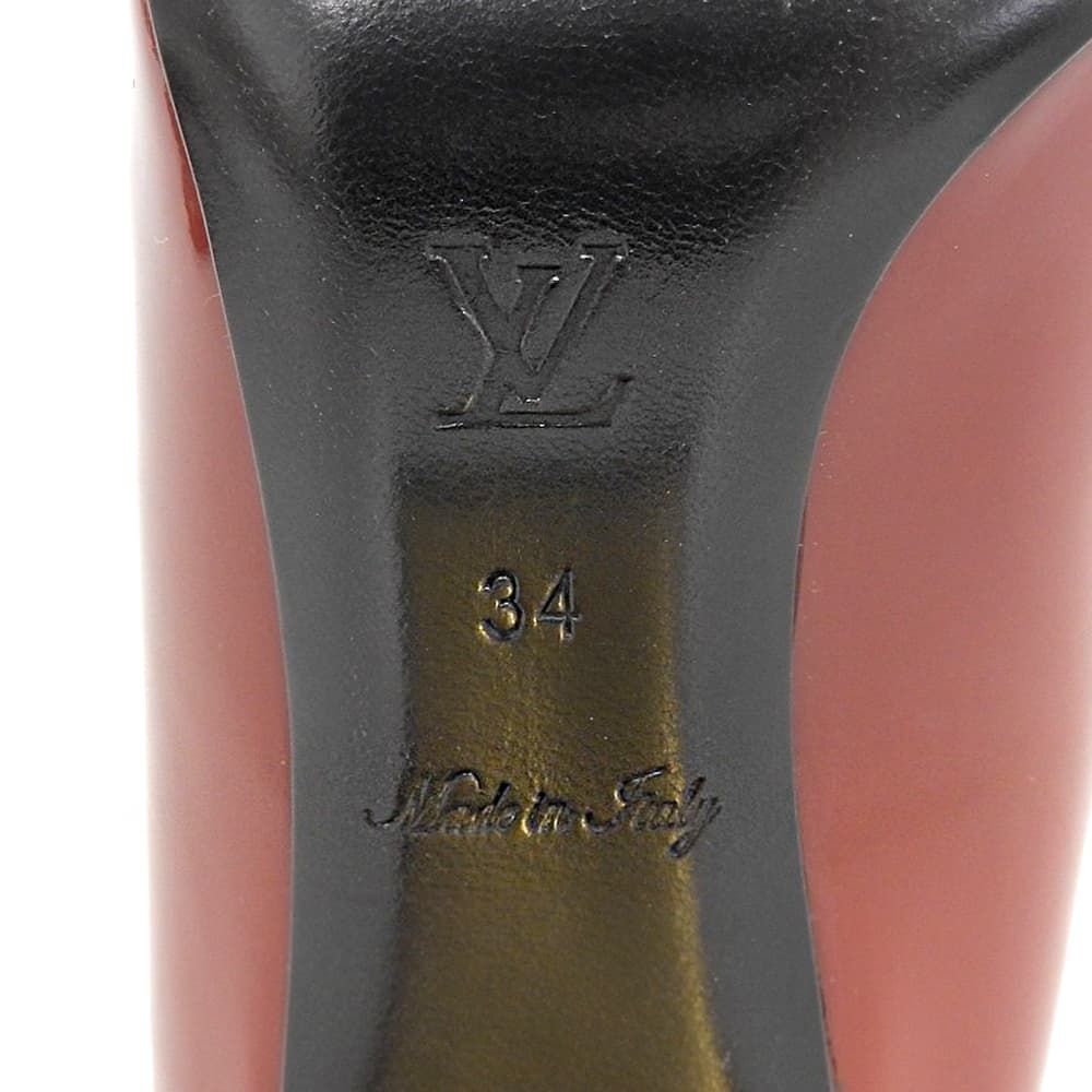 LOUIS VUITTON　ルイヴィトン　美品 パテント レザー ロゴバックル パンプス シューズ レディース ボルドー 34 13年　34