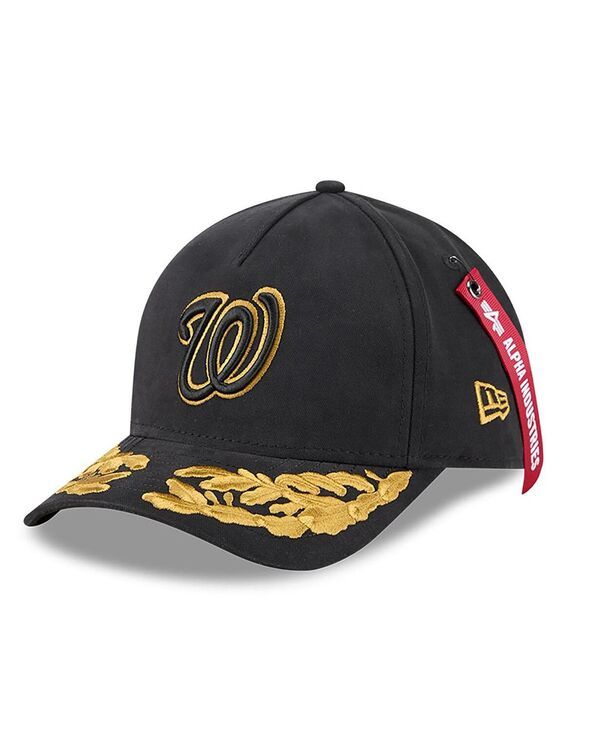 ニューエラ メンズ アクセサリー 帽子 New Era Mens Black Washington Nationals AFrame 9FORTY Adjustable Hat Black ブラック