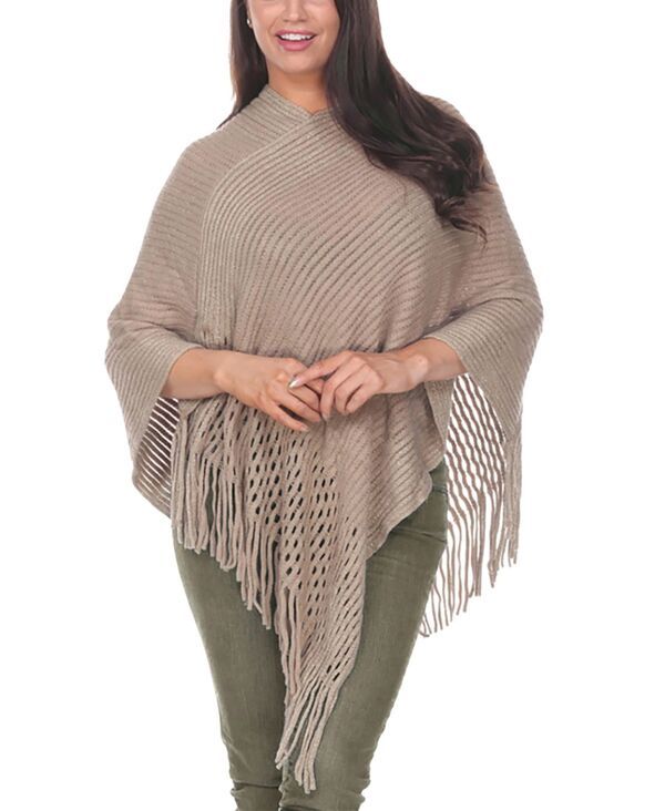 ホワイトマーク レディース アウター ニット・セーター ニット White Mark Womens Cable Knit Poncho Sweater Brown ブラウン 14,746円