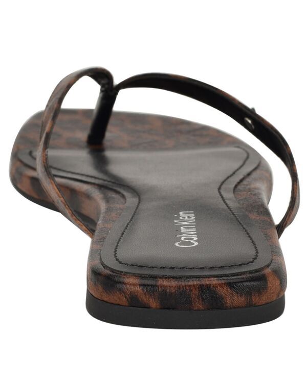 カルバンクライン レディース シューズ サンダル Calvin Klein Womens Stelea Flat Thong Sandals Dark Brown Leopard ブラウン
