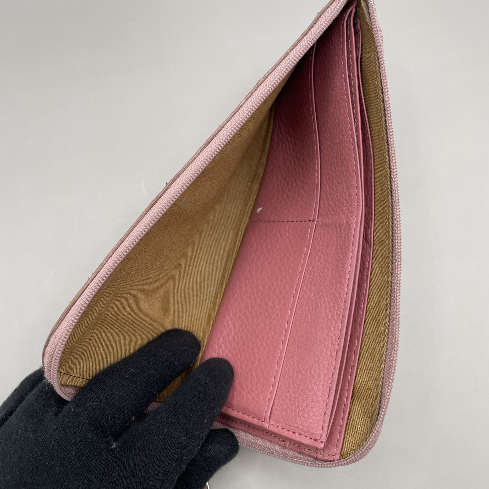 良品 ATAO アタオ 長財布 L字ファスナー パイソン ゴールド金具 ロゴ
