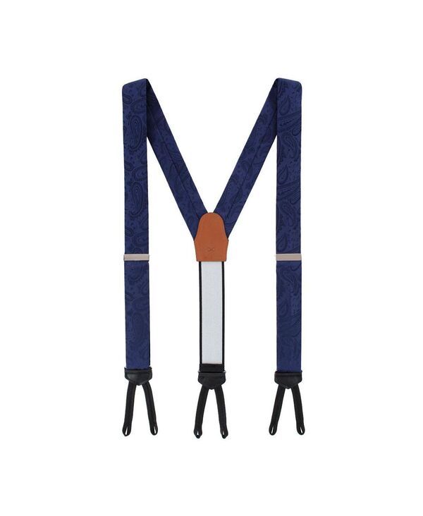トラファルガー メンズ アクセサリー ベルト シルク TRAFALGAR Mens Banbury Tone on Tone Paisley Silk Formal Suspenders Navy b