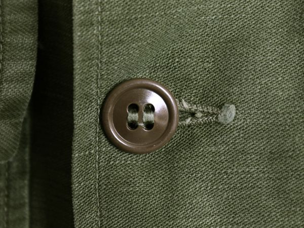 60s 米軍実物 US ARMY コットン サテン ユーティリティ シャツ M 程 ヴィンテージ 60年製 OG107 筒袖 1st 後期 ミリタリー 軍物 ワッペン
