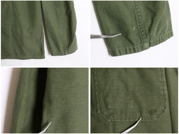 60s 米軍実物 US ARMY コットン サテン ユーティリティ シャツ M 程 ヴィンテージ 60年製 OG107 筒袖 1st 後期 ミリタリー 軍物 ワッペン