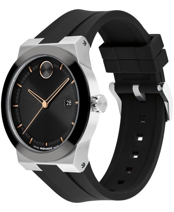 モバド メンズ アクセサリー 腕時計 Movado Mens Bold Fusion Swiss Quartz Black Silicone Watch 4230mm Black ブラック